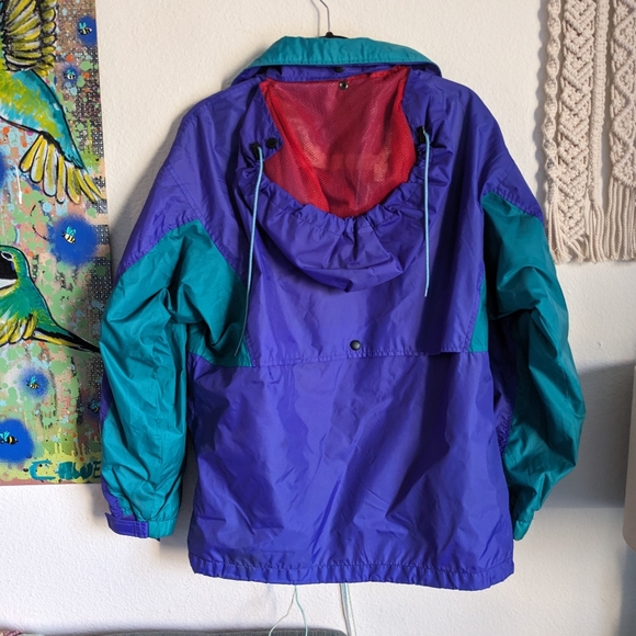 Vtg 90s Columbia Sportswear Omni Tech Windbreaker Jacket Purple Teal Mens S - Picture 2 of 15